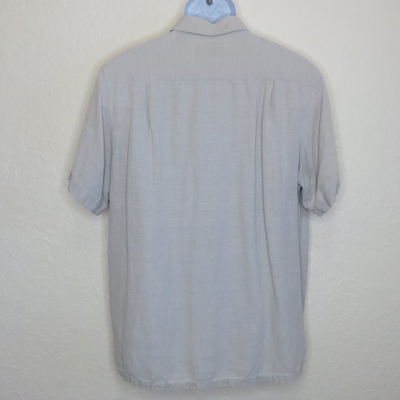Tasso Elba* Men's Short‎ Sleeve Button Down Curved Hem Chest Pocket Shirt~ Large - Picture 2 of 10